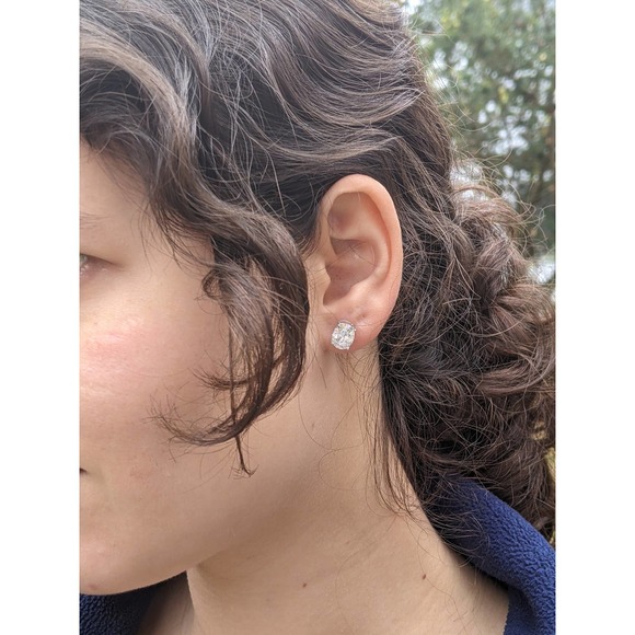 2 Carat DEW Oval Cut Moissanite Stud Earrings Sterling Silver (Certified) - Picture 6 of 8